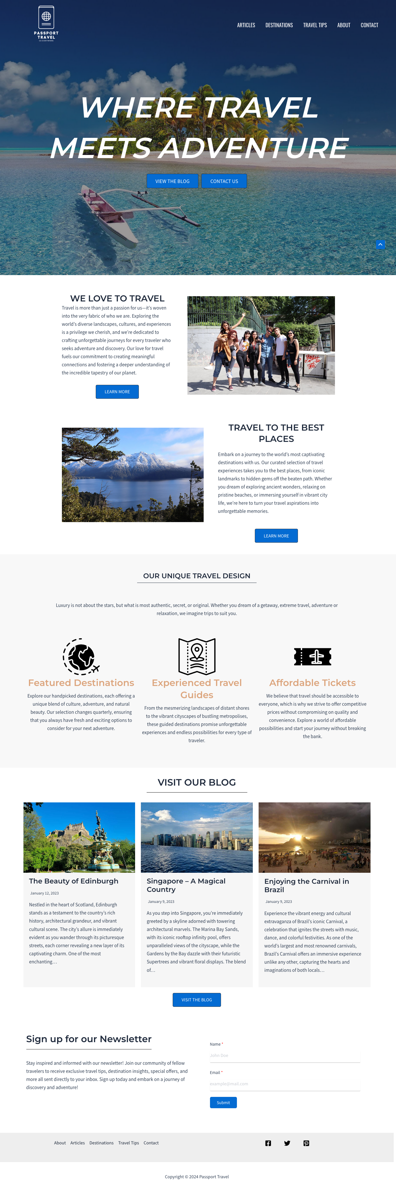 WordPress Travel Agency with Blog